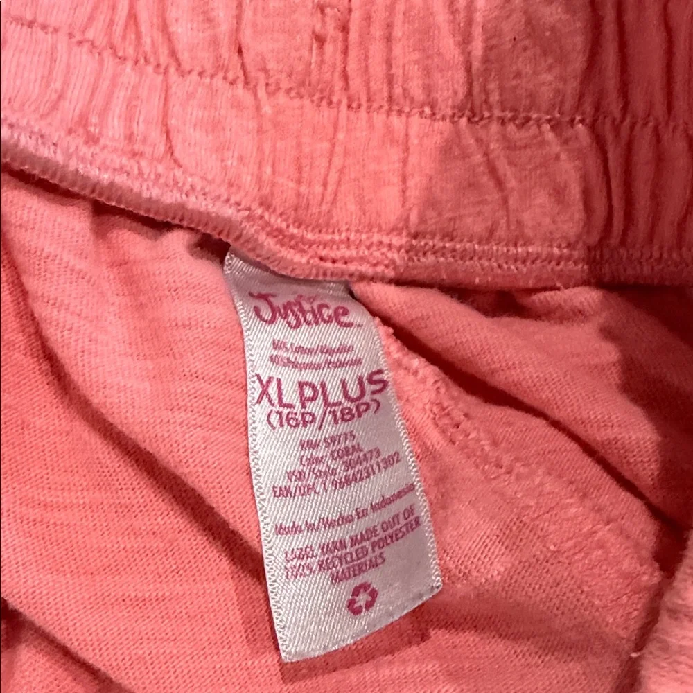 Justice Cotton Blend Girls Shorts Pink Tie Waist XLPlus Athletic Lounge Gym 16/1